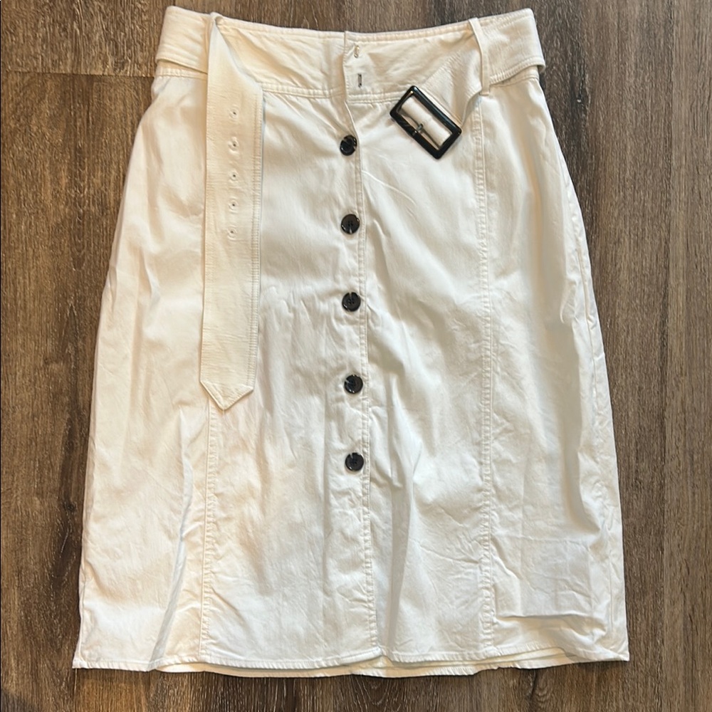 Worthington White Pencil Skirt Knee-Length Tie Front
